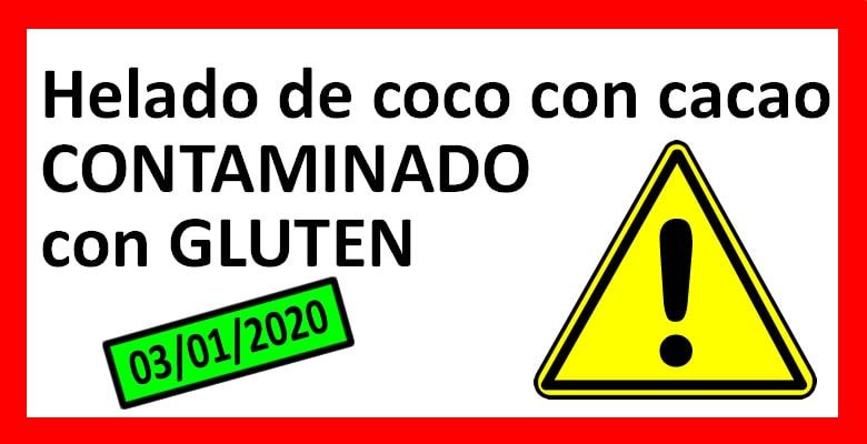 Helado de coco con cacao contaminado con gluten